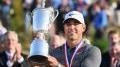 Brooks Koepka (USA) with the US Golf Open trophy, the first pro to win back-to-back US Open titles in 29 years