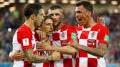 Croatia celebrates scoring a goal at the Russia 2018 Football World Cup