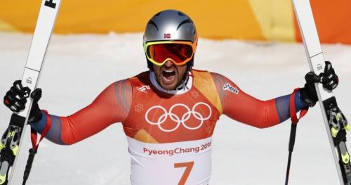 Axel-Lund Svindal of Norway celebrating victory in the men’s Alpine Skiing Downhill at the 2018 PyeongChang Winter Olympics